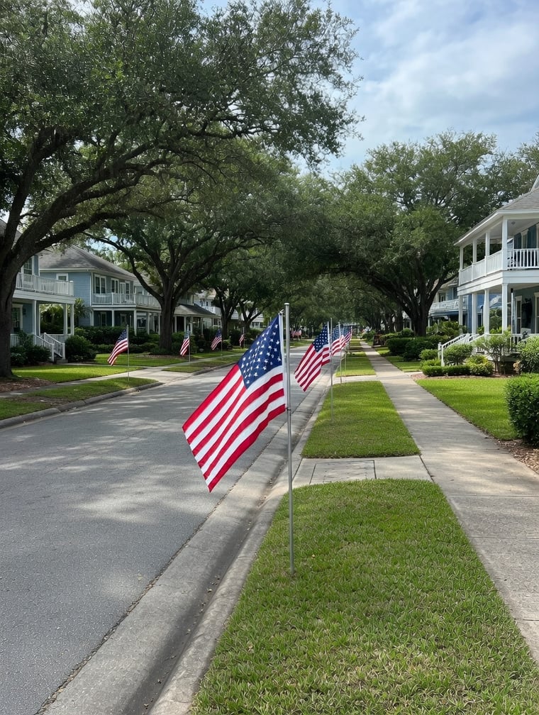 Flags on street Flags on street